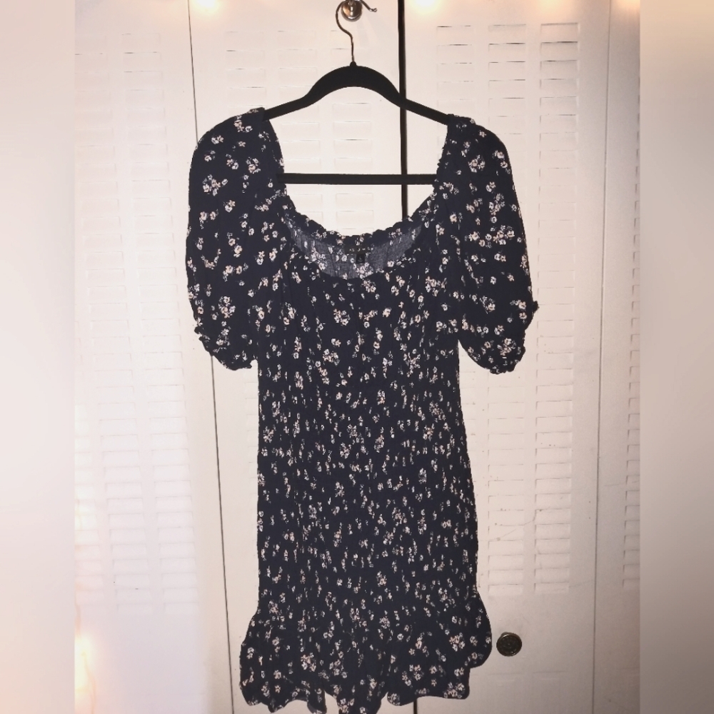 Navy Floral Spring Fling Dress by "As U Wish" Size Large
